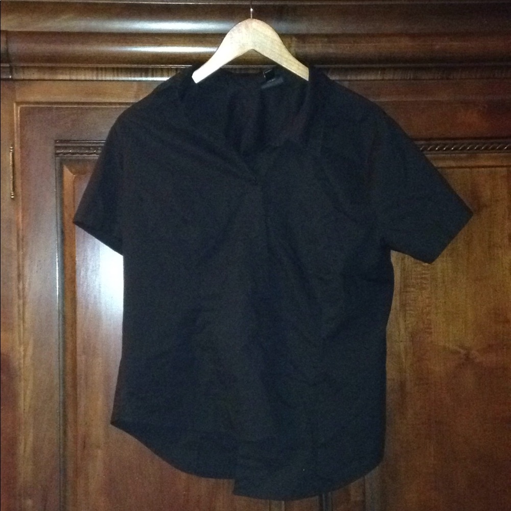 Black short-sleeve button down